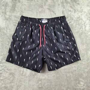 Trunks Surf & Swim Co Board Shorts Mens Large Black Lightning Bolt Swim Trunks